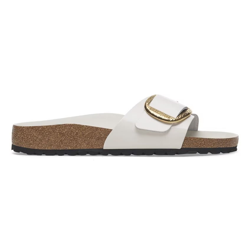 Birkenstock MADRID HAMMERED BIG BUCKLE 1029522 High Shine Antique White | Cuir Largeur Étroite - Boutique du Cordonnier