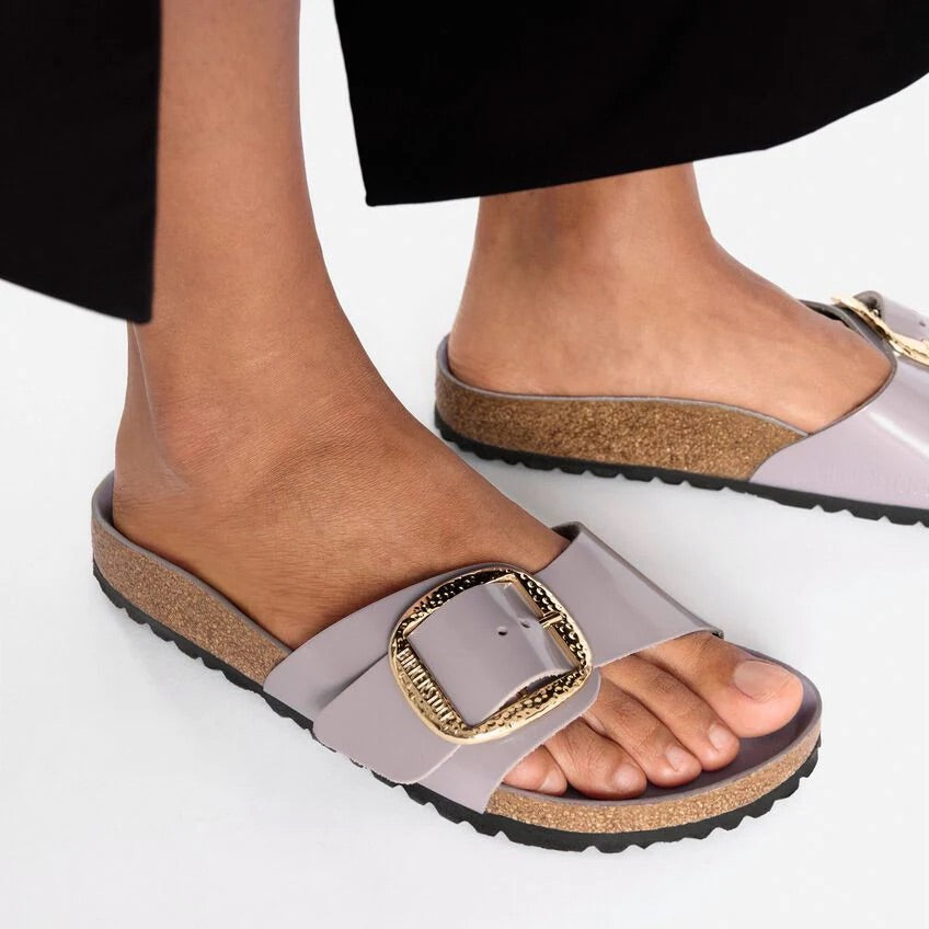 Birkenstock MADRID HAMMERED BIG BUCKLE 1029843 High Shine Faded Purple | Cuir Largeur Étroite - Boutique du Cordonnier