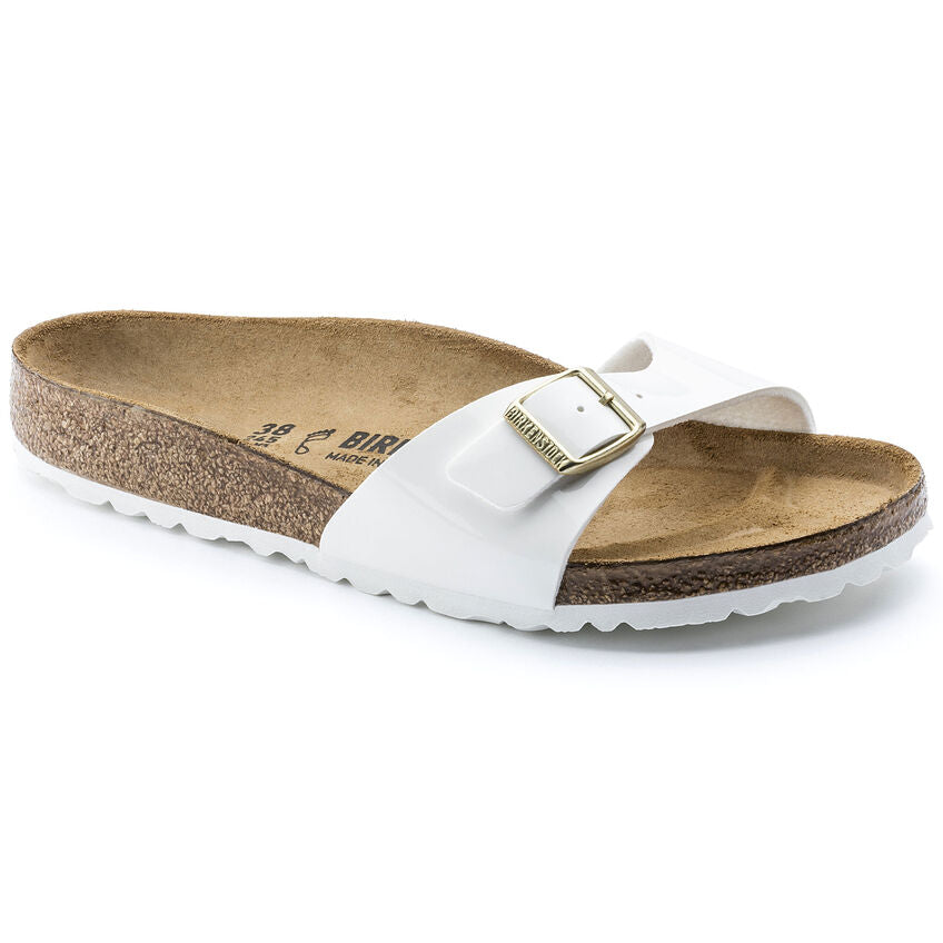 Birkenstock MADRID 1005310 White Patent | Birko-Flor Largeur Étroite - Boutique du Cordonnier