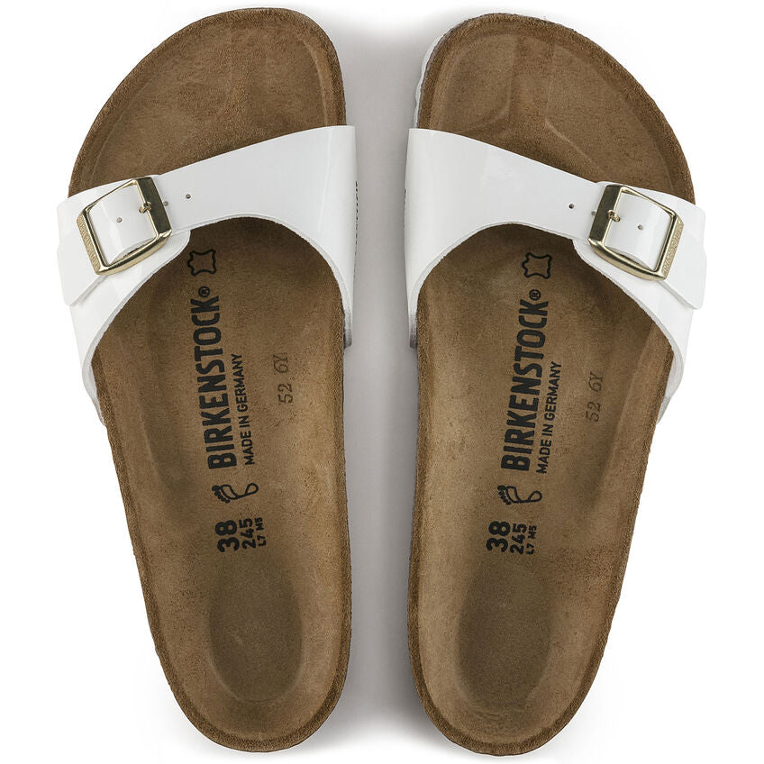 Birkenstock MADRID 1005310 White Patent | Birko-Flor Largeur Étroite - Boutique du Cordonnier