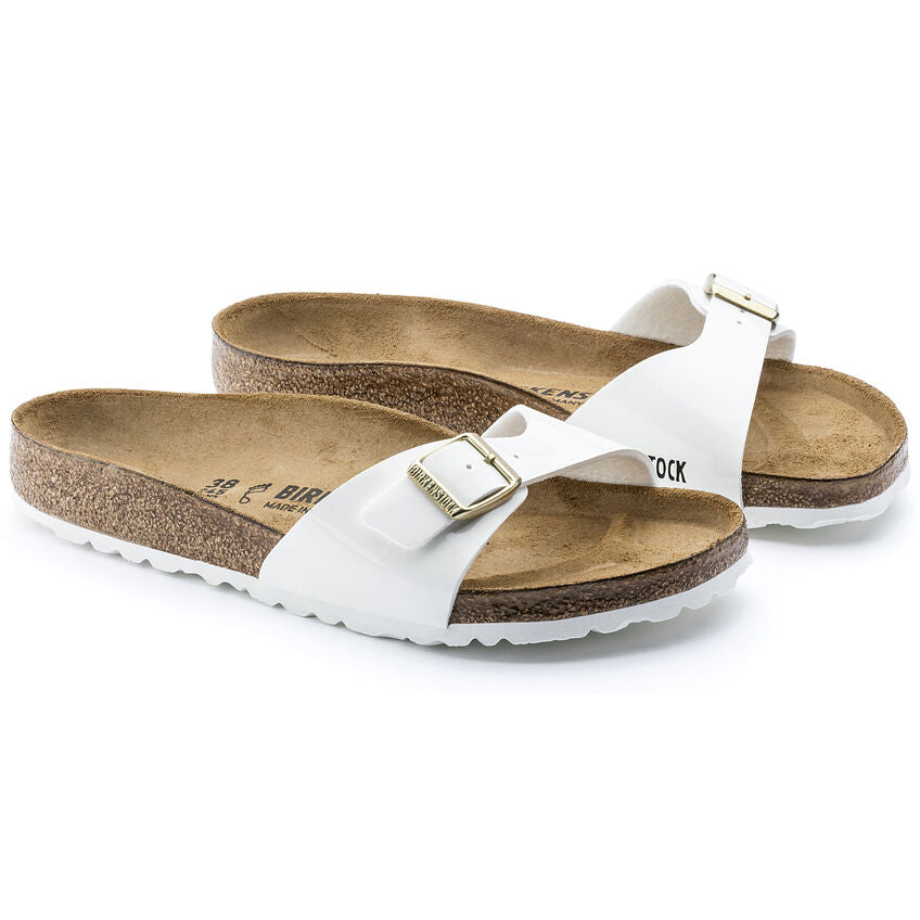 Birkenstock MADRID 1005310 White Patent | Birko-Flor Largeur Étroite - Boutique du Cordonnier