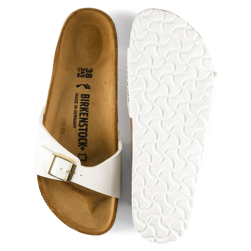 Birkenstock MADRID 1005310 White Patent | Birko-Flor Largeur Étroite - Boutique du Cordonnier