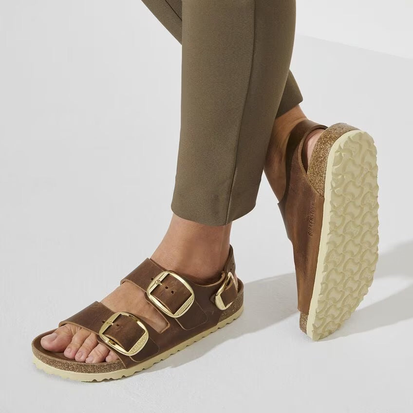 Birkenstock Milano Big Buckle 1024067 Cognac | Cuir Largeur Étroite - Boutique du Cordonnier