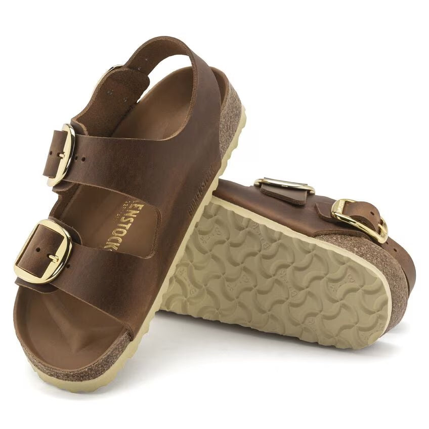 Birkenstock Milano Big Buckle 1024067 Cognac | Cuir Largeur Étroite - Boutique du Cordonnier