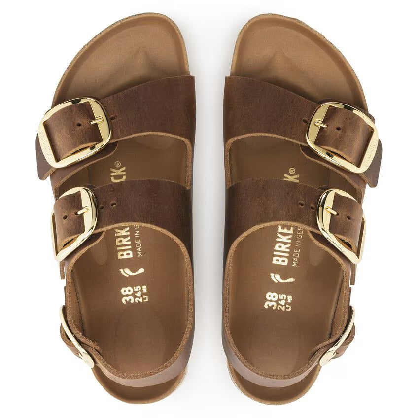 Birkenstock Milano Big Buckle 1024067 Cognac | Cuir Largeur Étroite - Boutique du Cordonnier