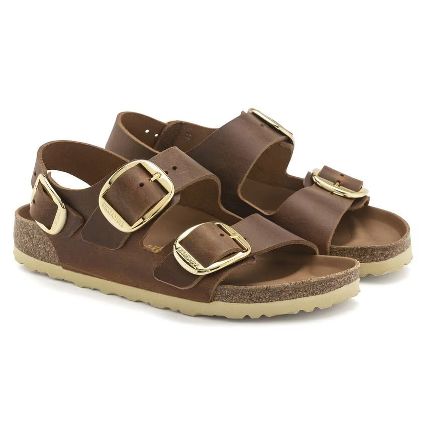 Birkenstock Milano Big Buckle 1024067 Cognac | Cuir Largeur Étroite - Boutique du Cordonnier
