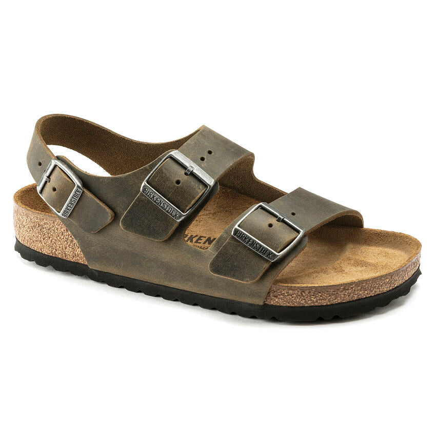 Birkenstock Milano 1019336 Faded Khaki | Cuir Largeur Régulière - Boutique du Cordonnier