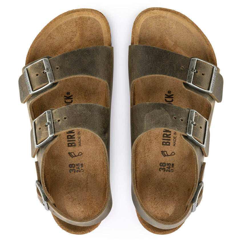 Birkenstock Milano 1019336 Faded Khaki | Cuir Largeur Régulière - Boutique du Cordonnier