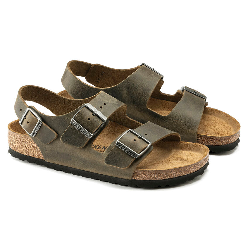 Birkenstock Milano 1019336 Faded Khaki | Cuir Largeur Régulière- Boutique du Cordonnier