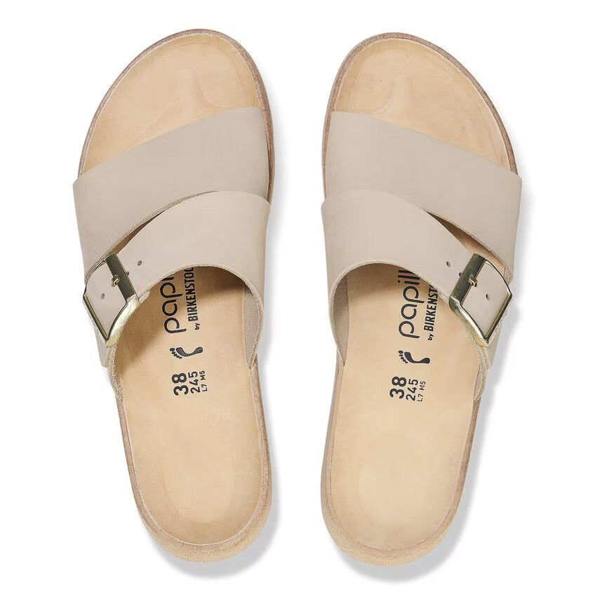 Birkenstock Papillio ALMINA 1026974 Sandcastle | Nubuck Largeur Étroite - Boutique du Cordonnier