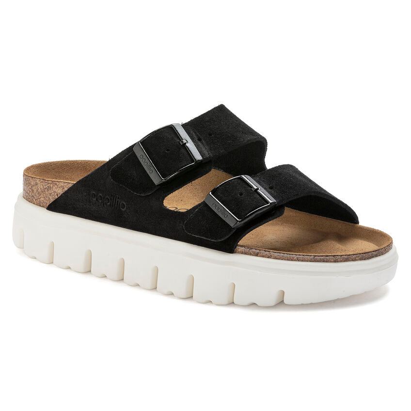 Birkenstock Papillio ARIZONA CHUNKY 1023717 Noir | Suède Largeur Étroite - Boutique du Cordonnier