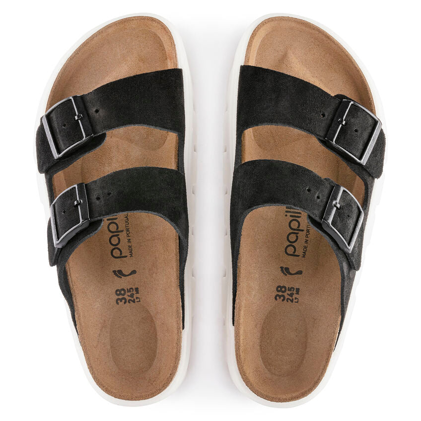 Birkenstock Papillio ARIZONA CHUNKY 1023717 Noir | Suède Largeur Étroite - Boutique du Cordonnier