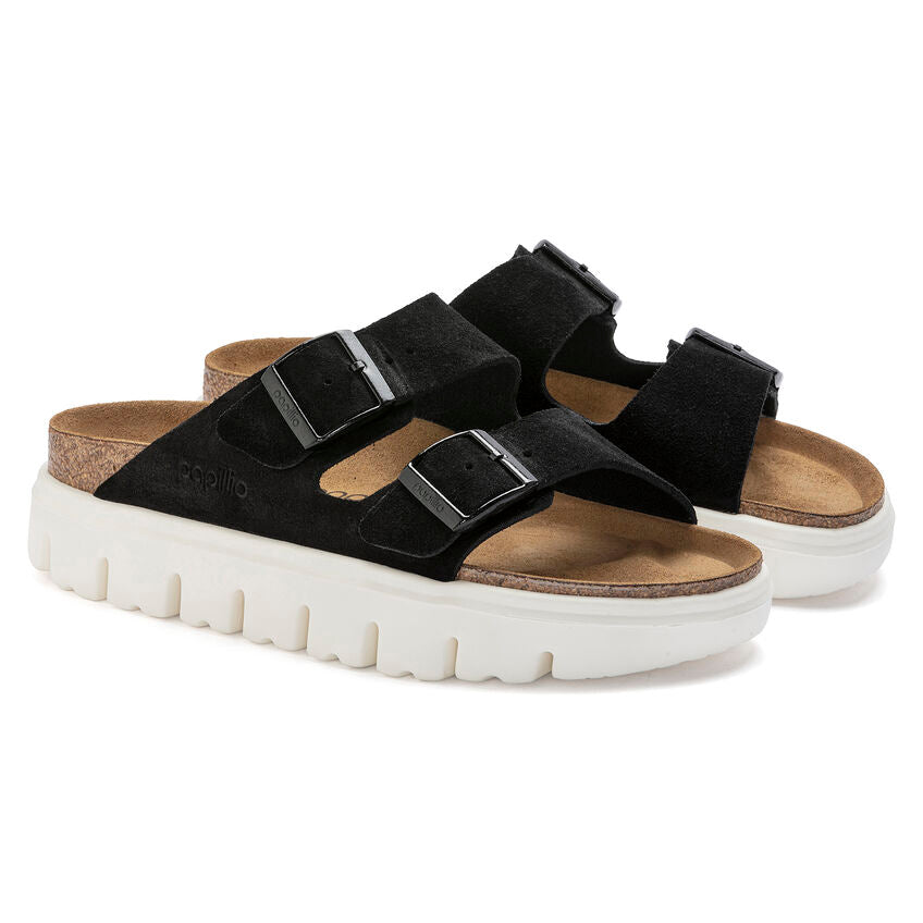 Birkenstock Papillio ARIZONA CHUNKY 1023717 Noir | Suède Largeur Étroite - Boutique du Cordonnier