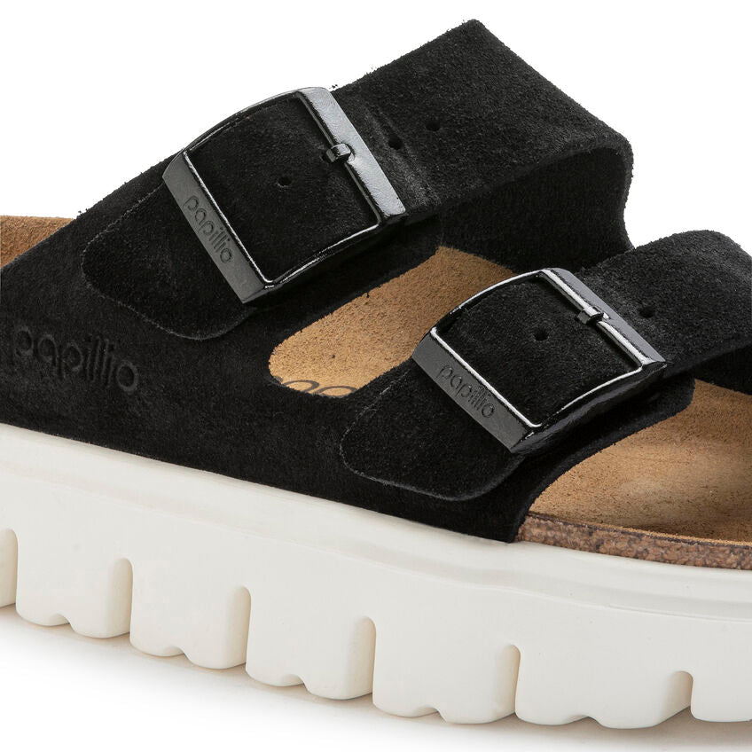 Birkenstock Papillio ARIZONA CHUNKY 1023717 Noir | Suède Largeur Étroite - Boutique du Cordonnier