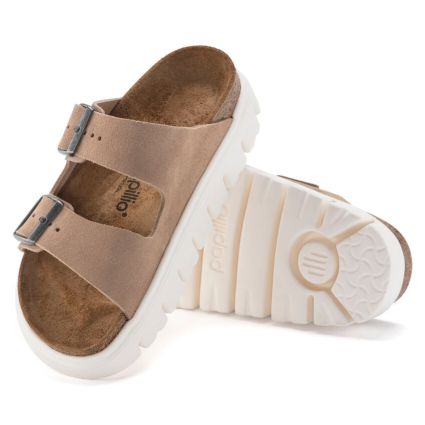 Birkenstock Papillio ARIZONA CHUNKY 1024950 Warm Sand | Suède Largeur Étroite - Boutique du Cordonnier