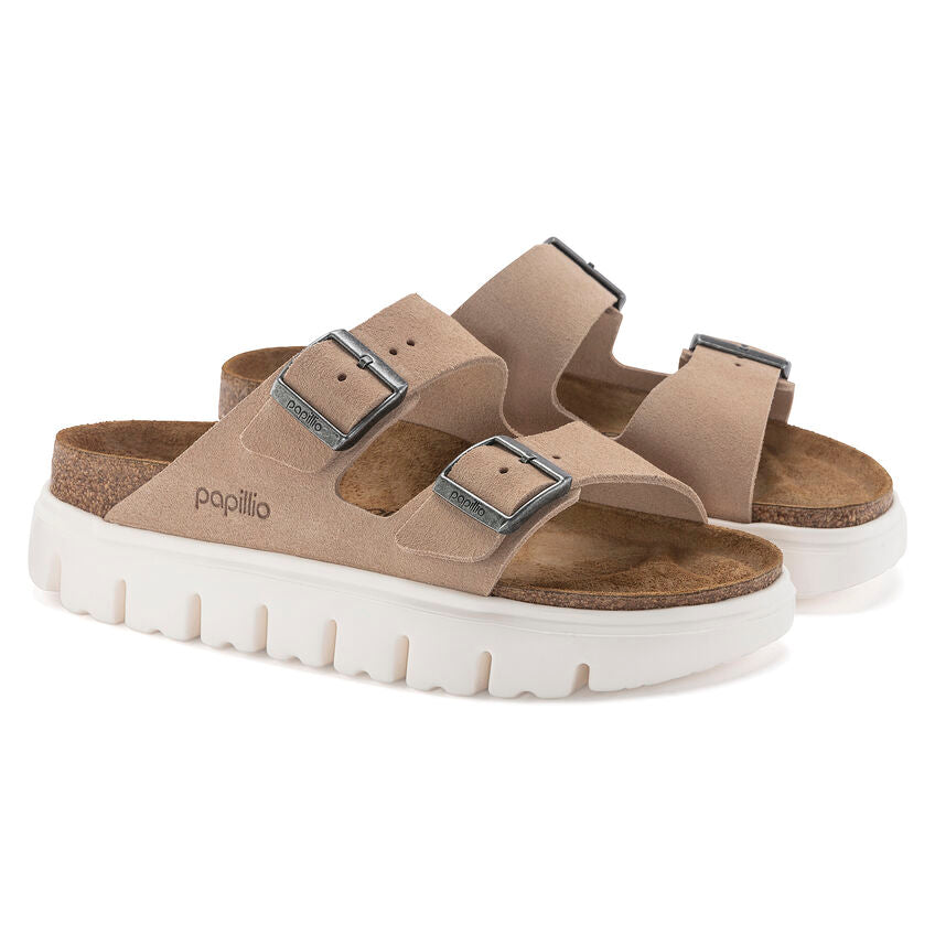 Birkenstock Papillio ARIZONA CHUNKY 1024950 Warm Sand | Suède Largeur Étroite - Boutique du Cordonnier