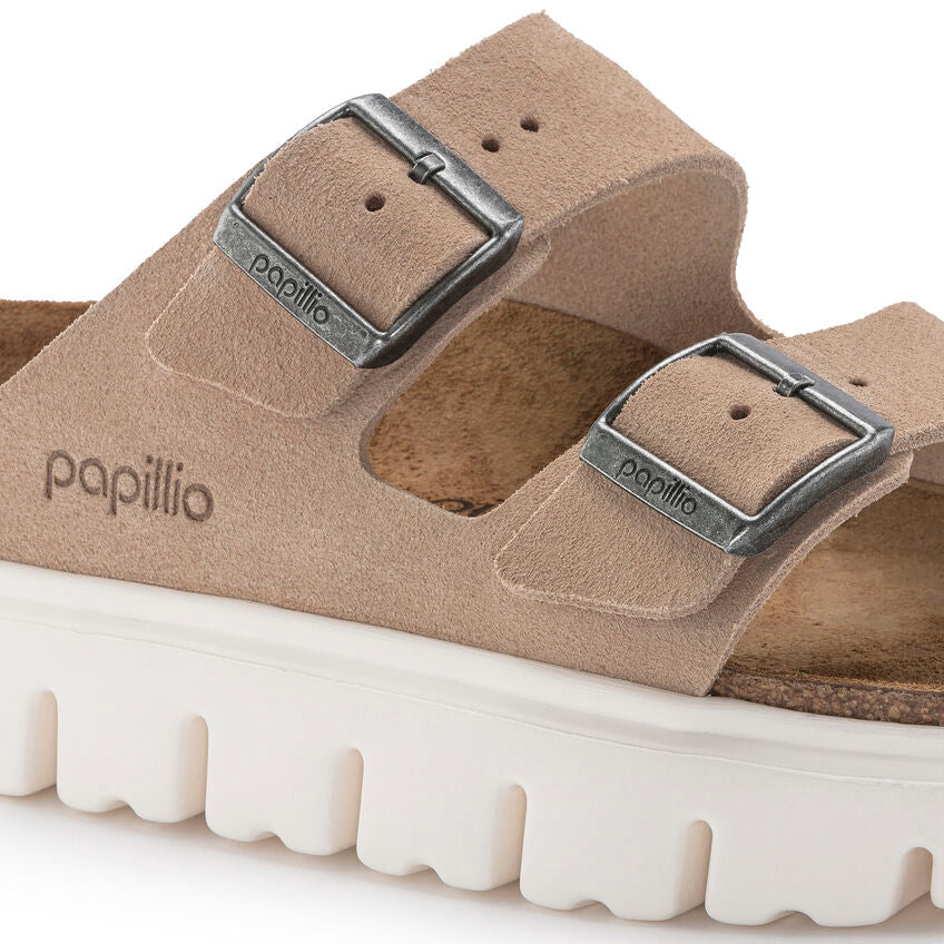 Birkenstock Papillio ARIZONA CHUNKY 1024950 Warm Sand | Suède Largeur Étroite - Boutique du Cordonnier