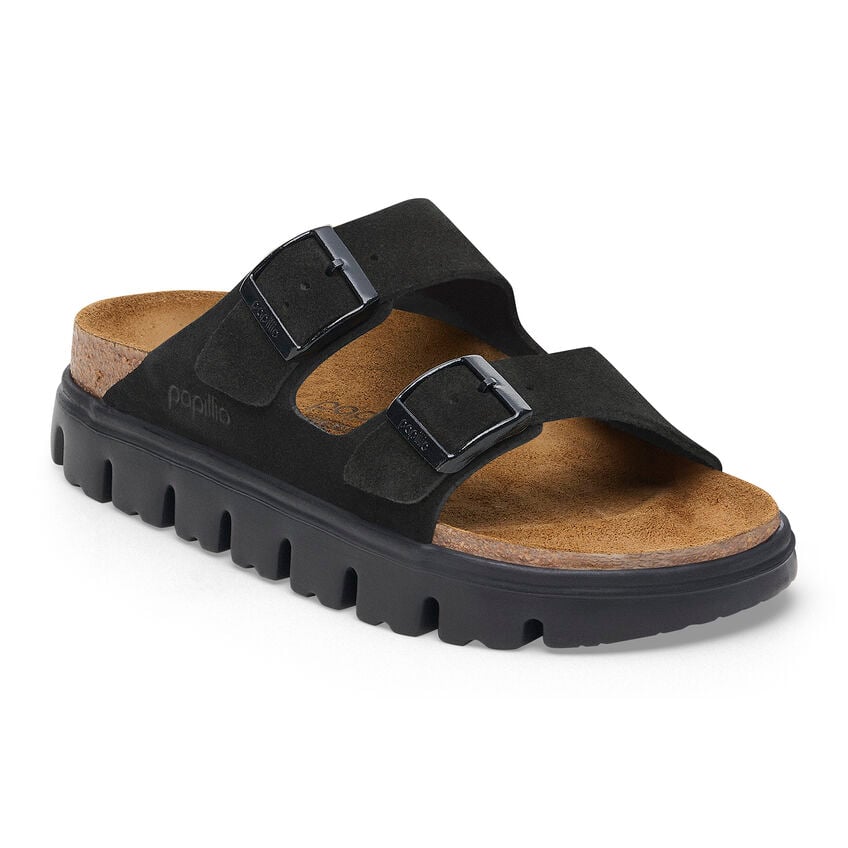 Birkenstock Papillio ARIZONA CHUNKY 1028403 Noir | Suède Largeur Étroite - Boutique du Cordonnier