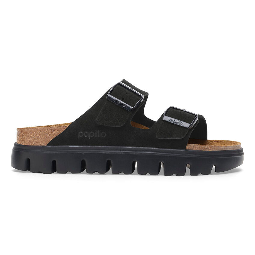 Birkenstock Papillio ARIZONA CHUNKY 1028403 Noir | Suède Largeur Étroite - Boutique du Cordonnier