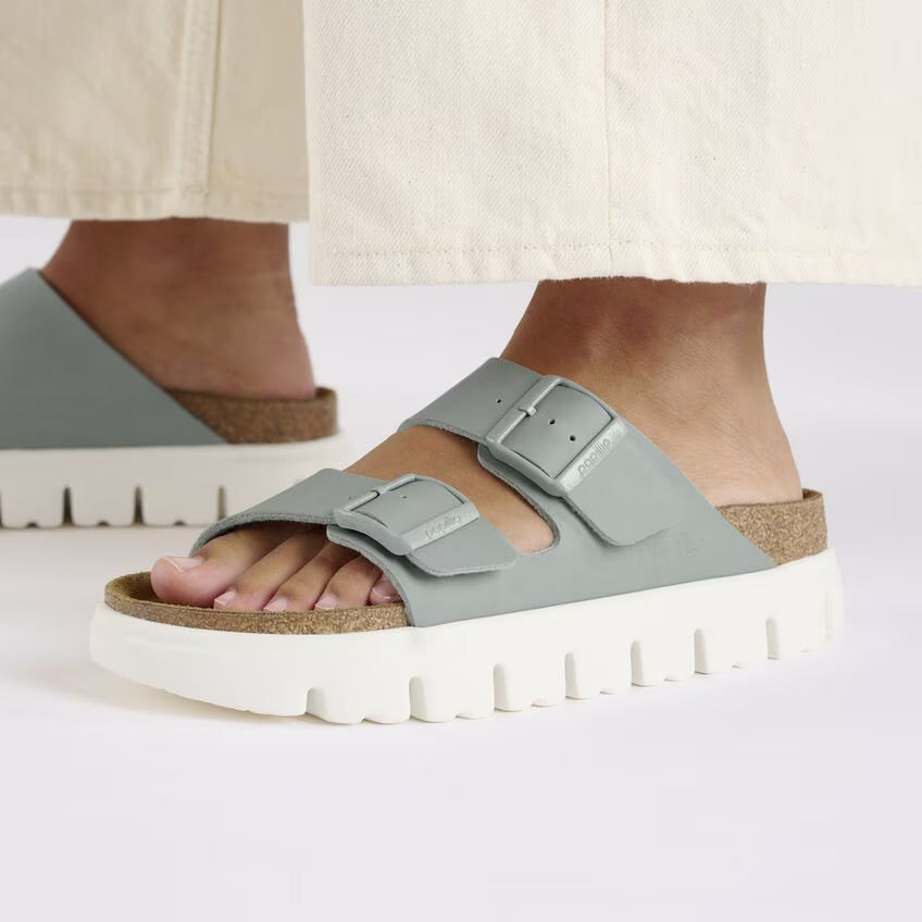 Birkenstock Papillio ARIZONA CHUNKY 1029093 Pure Sage | Birko-Flor Largeur Étroite - Boutique du Cordonnier