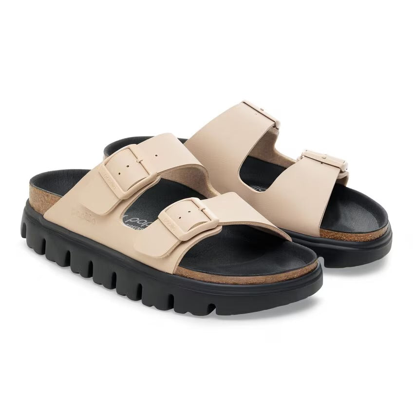 Birkenstock Papillio ARIZONA CHUNKY 1030568 Sandcastle/Black | Birko-Flor Largeur Étroite - Boutique du Cordonnier