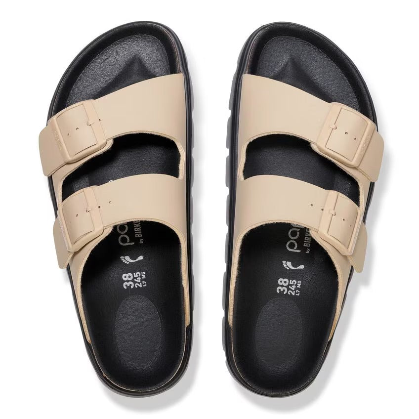 Birkenstock Papillio ARIZONA CHUNKY 1030568 Sandcastle/Black | Birko-Flor Largeur Étroite - Boutique du Cordonnier
