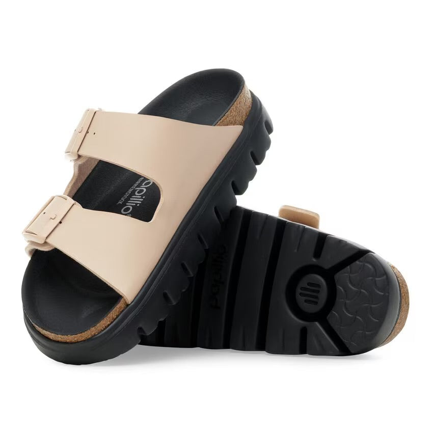 Birkenstock Papillio ARIZONA CHUNKY 1030568 Sandcastle/Black | Birko-Flor Largeur Étroite - Boutique du Cordonnier