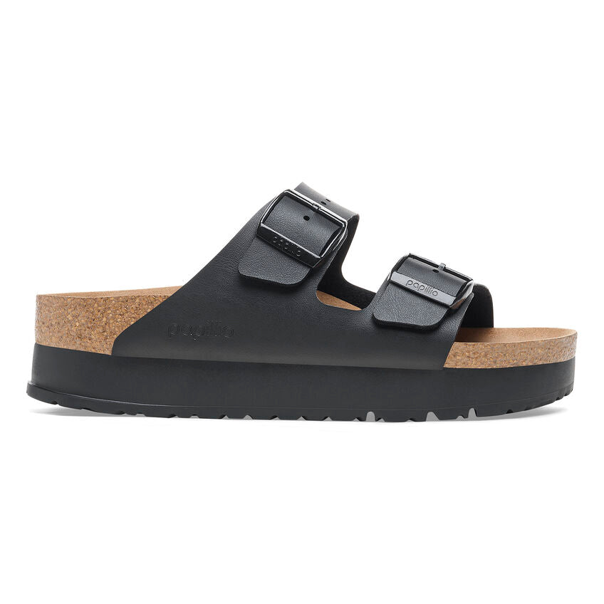 Birkenstock Papillio ARIZONA VEGAN PLATFORM 1027395 Noir | Birko-Flor Largeur Étroite - Boutique du Cordonnier