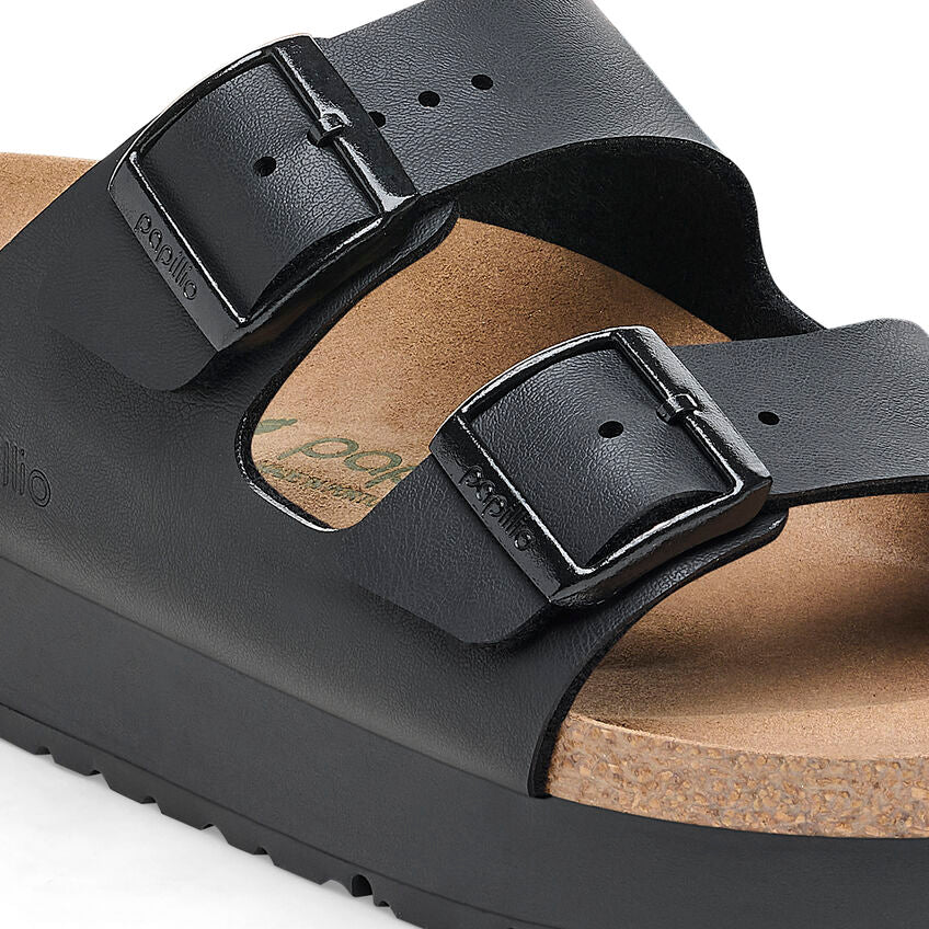 Birkenstock Papillio ARIZONA VEGAN PLATFORM 1027395 Noir | Birko-Flor Largeur Étroite - Boutique du Cordonnier