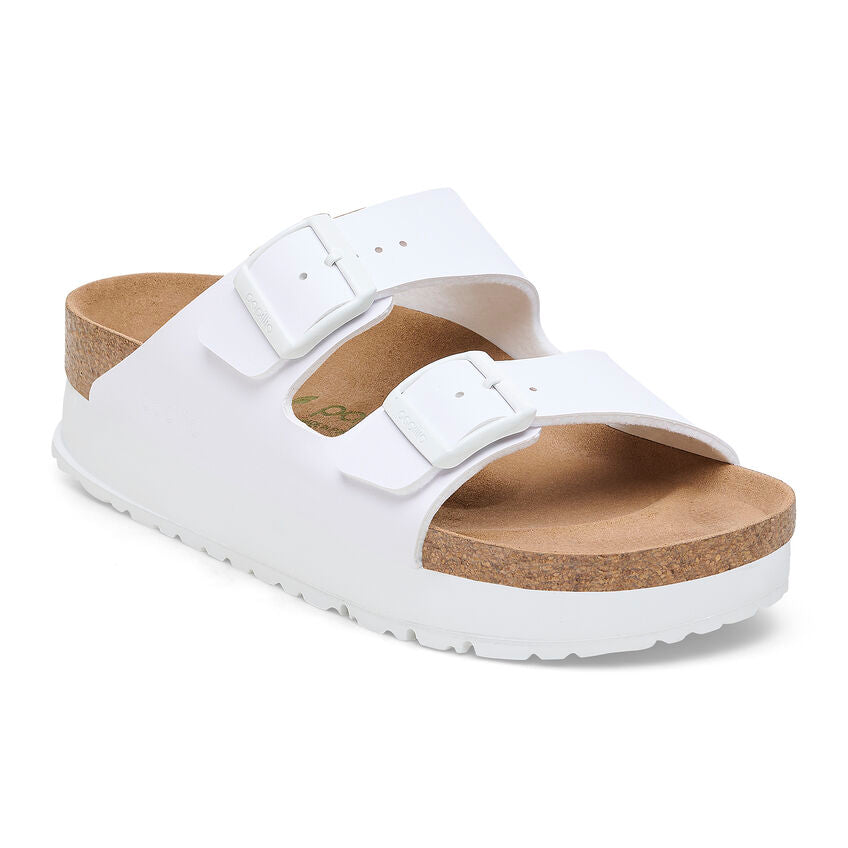 Birkenstock Papillio ARIZONA VEGAN PLATFORM 1027416 Blanc | Birko-Flor Largeur Étroite - Boutique du Cordonnier