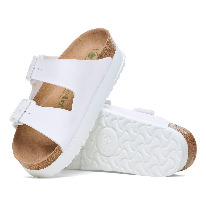 Birkenstock Papillio ARIZONA VEGAN PLATFORM 1027416 Blanc | Birko-Flor Largeur Étroite - Boutique du Cordonnier