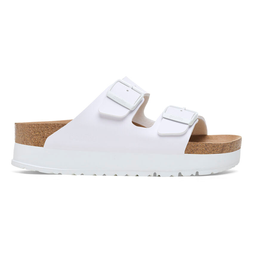 Birkenstock Papillio ARIZONA VEGAN PLATFORM 1027416 Blanc | Birko-Flor Largeur Étroite - Boutique du Cordonnier