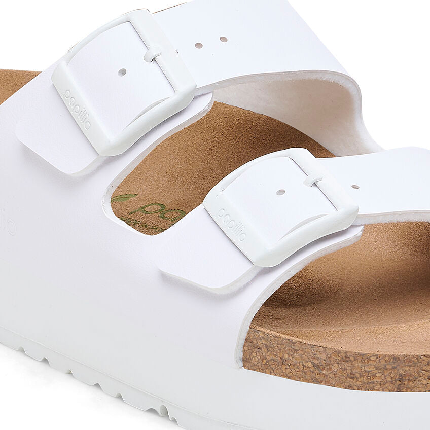 Birkenstock Papillio ARIZONA VEGAN PLATFORM 1027416 Blanc | Birko-Flor Largeur Étroite - Boutique du Cordonnier