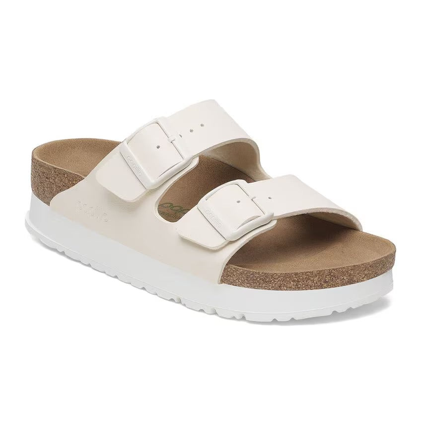 Birkenstock Papillio ARIZONA VEGAN PLATFORM 1029127 Eggshell | Birko-Flor Largeur Étroite - Boutique du Cordonnier