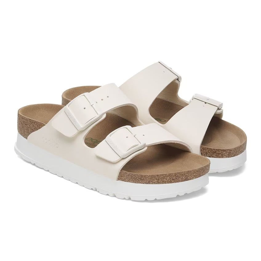 Birkenstock Papillio ARIZONA VEGAN PLATFORM 1029127 Eggshell | Birko-Flor Largeur Étroite - Boutique du Cordonnier