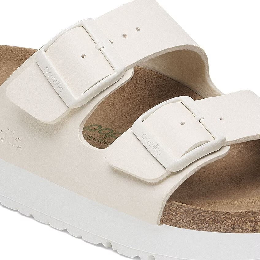 Birkenstock Papillio ARIZONA VEGAN PLATFORM 1029127 Eggshell | Birko-Flor Largeur Étroite - Boutique du Cordonnier