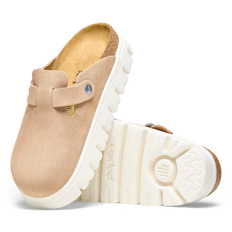 Birkenstock Papillio BOSTON CHUNKY 1026176 Warm Sand | Suède Largeur Étroite - Boutique du Cordonnier