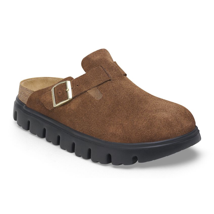 Birkenstock Papillio BOSTON CHUNKY 1028402 Dark Tea | Suède Largeur Étroite - Boutique du Cordonnier