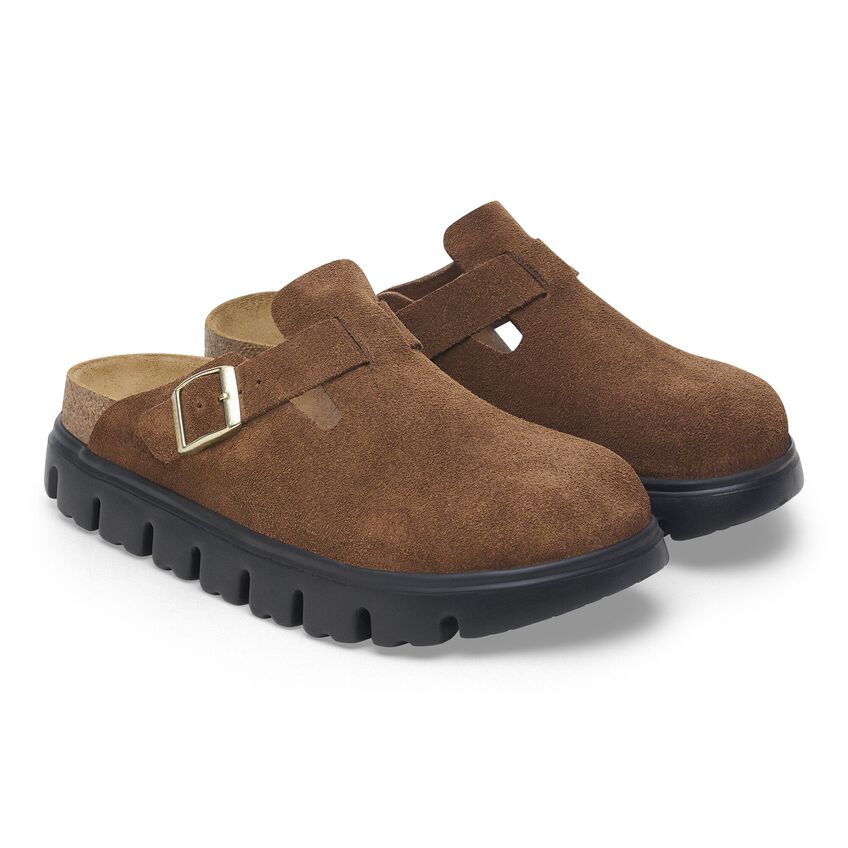 Birkenstock Papillio BOSTON CHUNKY 1028402 Dark Tea | Suède Largeur Étroite - Boutique du Cordonnier