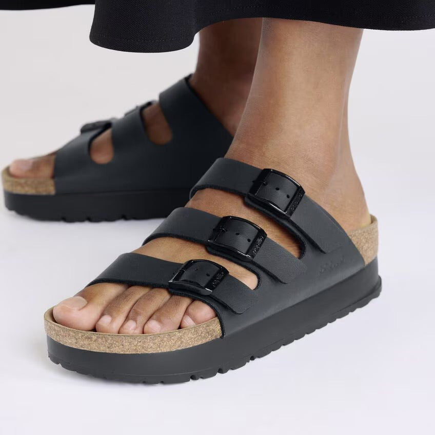 Birkenstock Papillio FLORIDA FLEX PLATFORM VEGAN 1029737 Noir | Birko-Flor Largeur Étroite - Boutique du Cordonnier