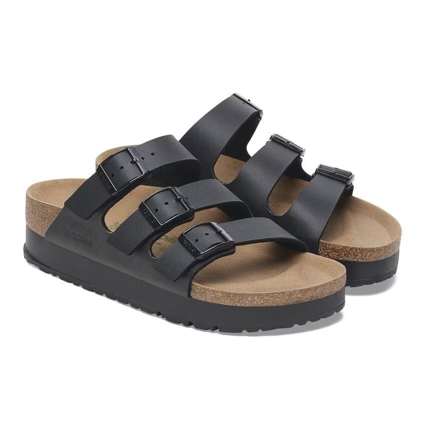Birkenstock Papillio FLORIDA FLEX PLATFORM VEGAN 1029737 Noir | Birko-Flor Largeur Étroite - Boutique du Cordonnier