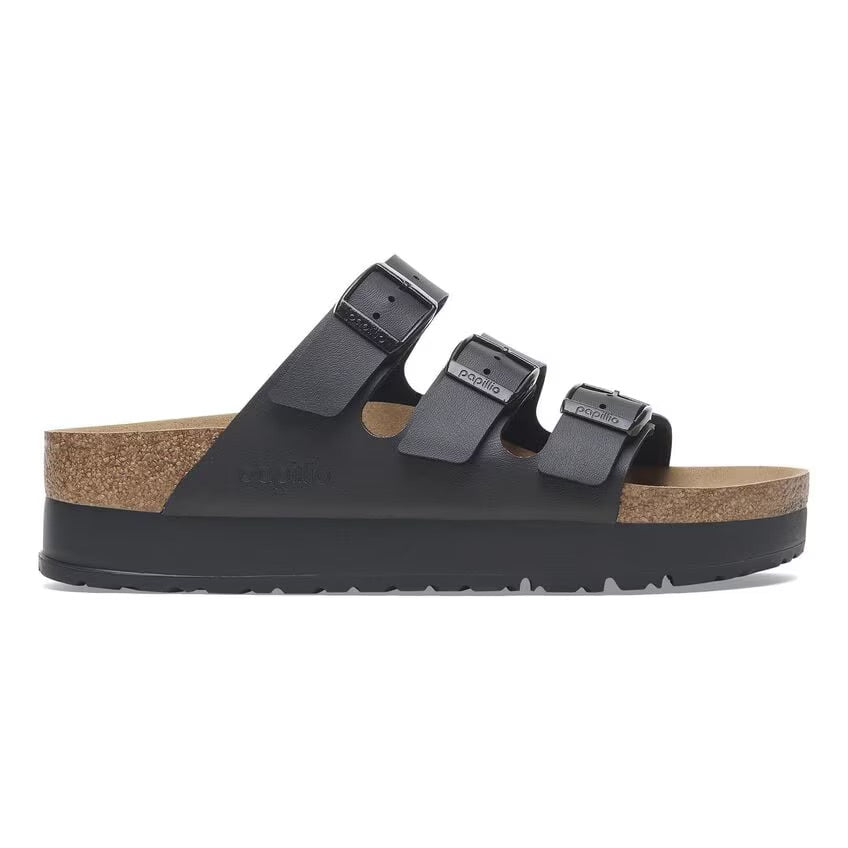 Birkenstock Papillio FLORIDA FLEX PLATFORM VEGAN 1029737 Noir | Birko-Flor Largeur Étroite - Boutique du Cordonnier
