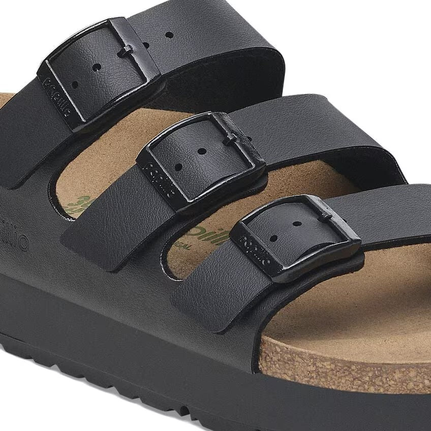 Birkenstock Papillio FLORIDA FLEX PLATFORM VEGAN 1029737 Noir | Birko-Flor Largeur Étroite - Boutique du Cordonnier