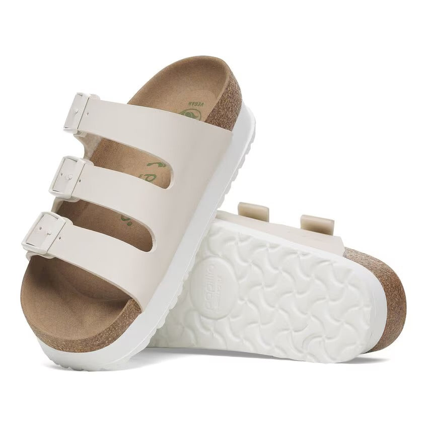 Birkenstock Papillio FLORIDA FLEX PLATFORM VEGAN 1029751 Eggshell | Birko-Flor Largeur Étroite - Boutique du Cordonnier