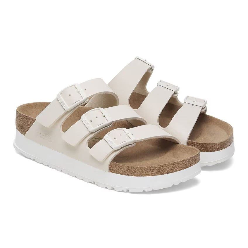 Birkenstock Papillio FLORIDA FLEX PLATFORM VEGAN 1029751 Eggshell | Birko-Flor Largeur Étroite - Boutique du Cordonnier