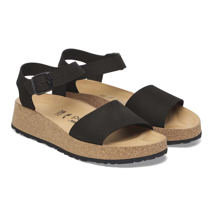 Birkenstock Papillio GLENDA 1029046 Noir | Nubuck Largeur Étroite - Boutique du Cordonnier