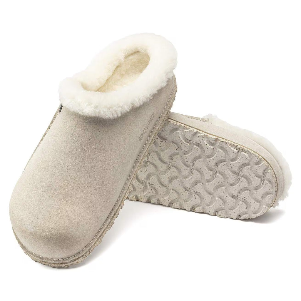 Birkenstock ZERMATT PREMIUM 1025051 Antique White | Suède/Shearling Largeur Étroite - Boutique du Cordonnier
