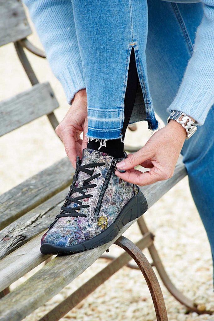 DB Shoes HARBOUR 77201X Silver Blue Floral - Boutique du Cordonnier