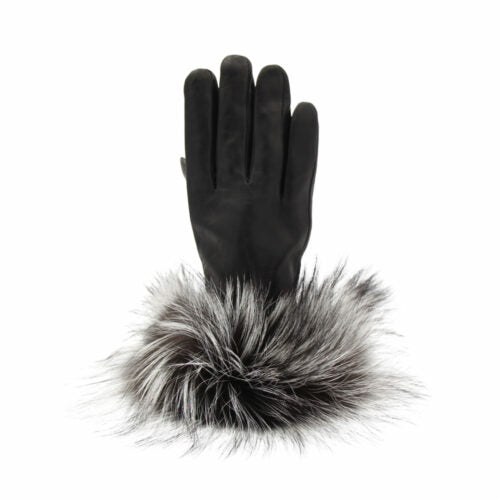 Fourrures Grenier Gants de Cuir Contour Complet en Renard Argenté - Boutique du Cordonnier