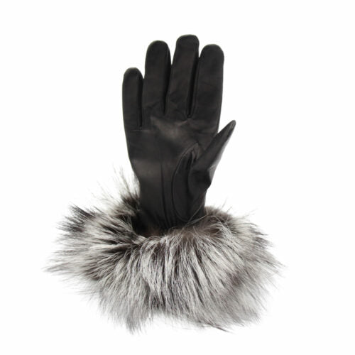 Fourrures Grenier Gants de Cuir Contour Complet en Renard Argenté - Boutique du Cordonnier
